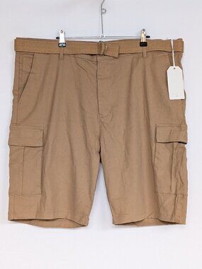 NWT Craft and Flow Wicked Stitch Belted Stretch Twil Cargo Shorts Men's 44 Kahki